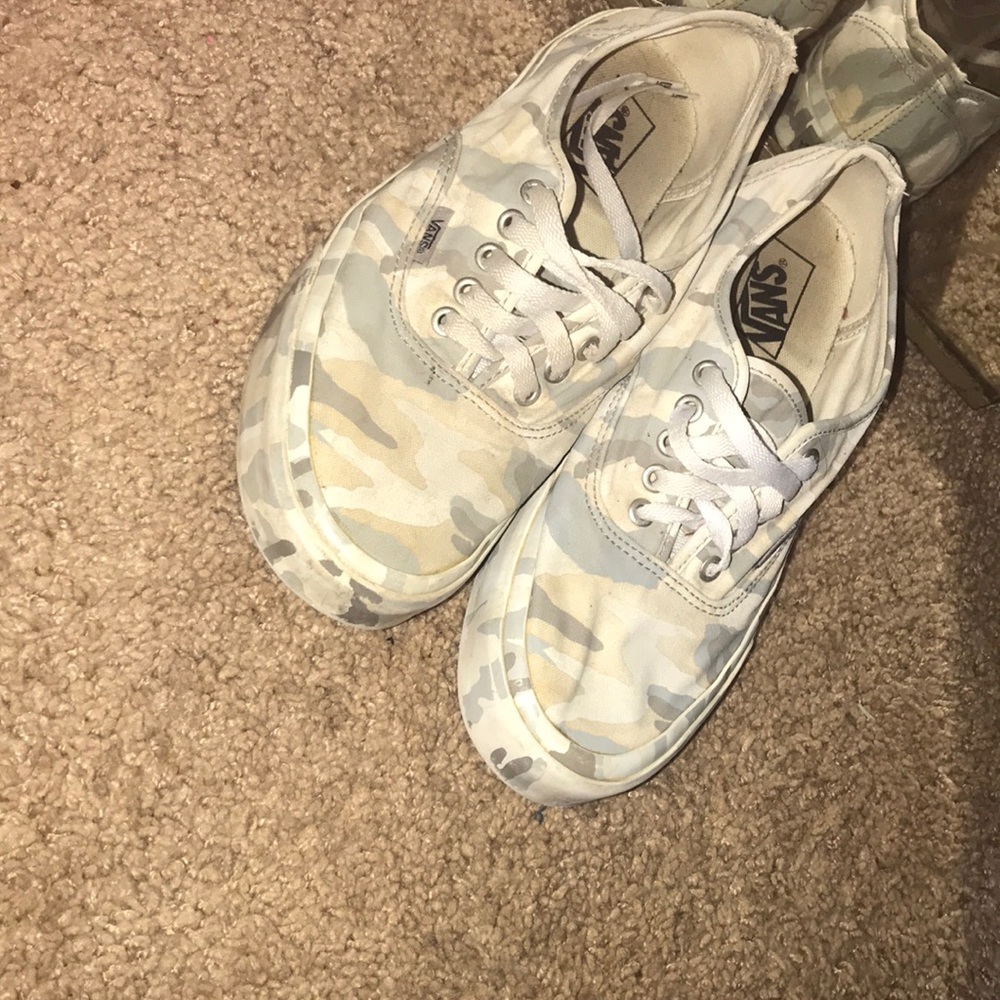 Custom white frost camo vans